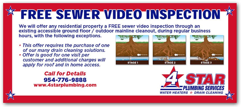 free sewer video inspection after purchase of drain cleaning solution promotion