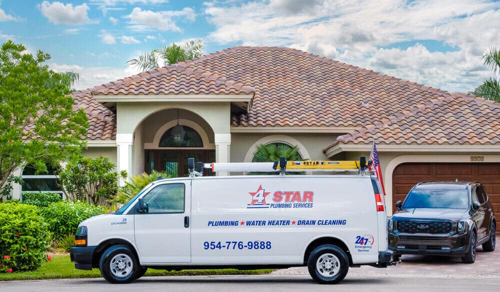 ft lauderdale plumbing service van in front of a resident's home