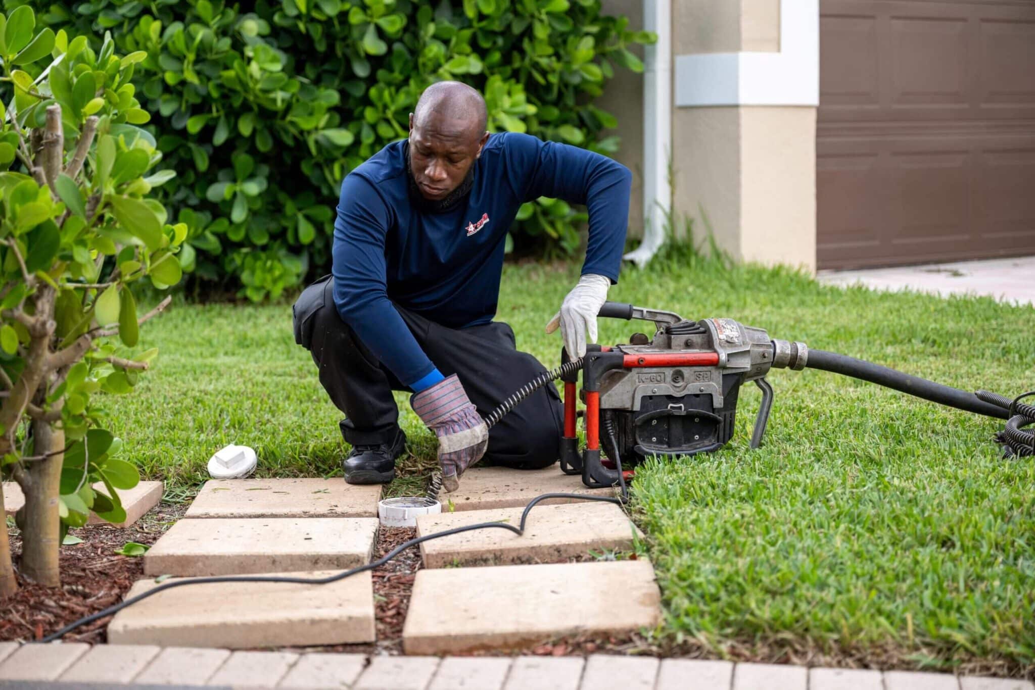 Plumber doing sewer repair